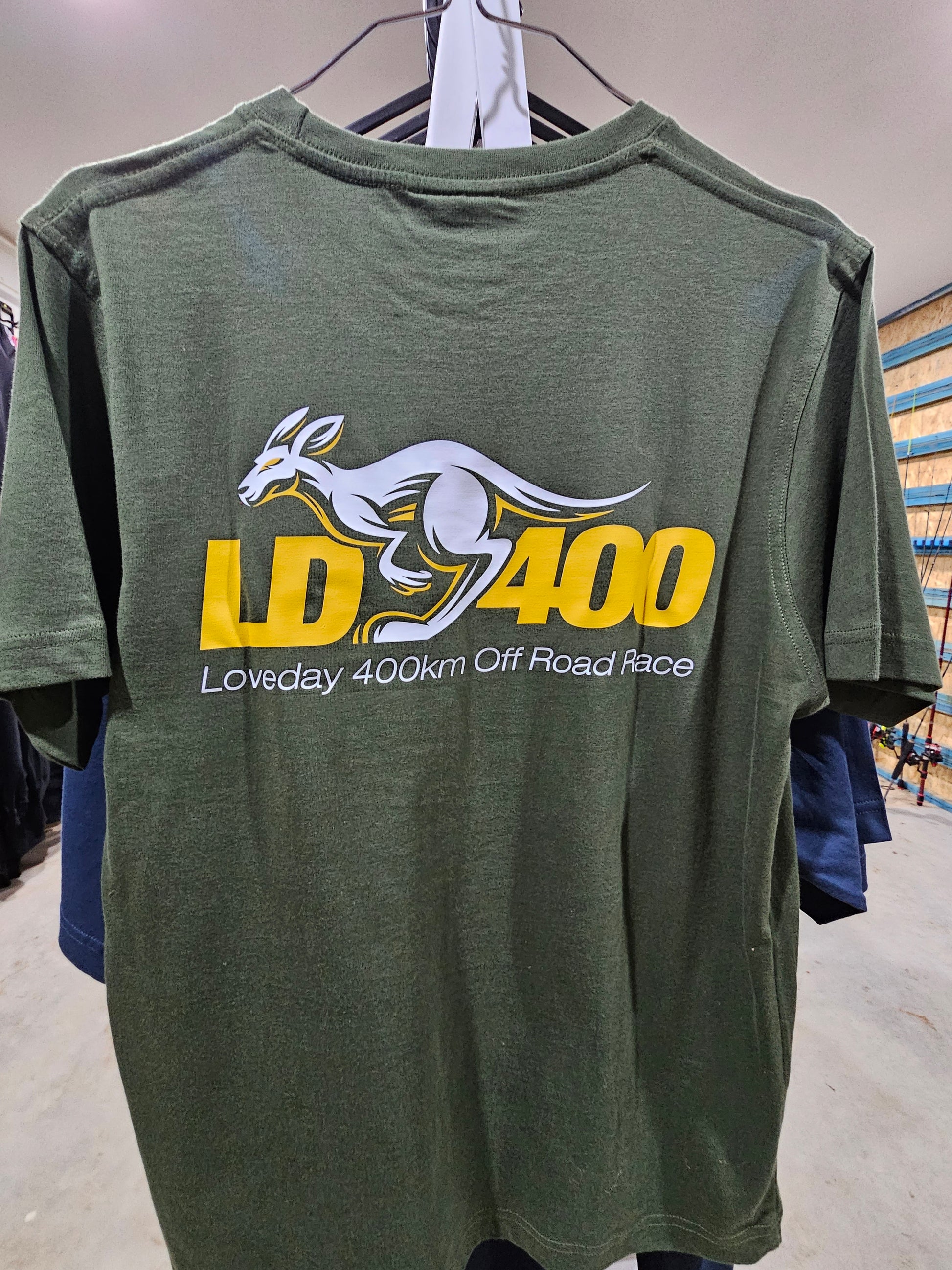 Green/yellow Loveday 400 race Tshirt